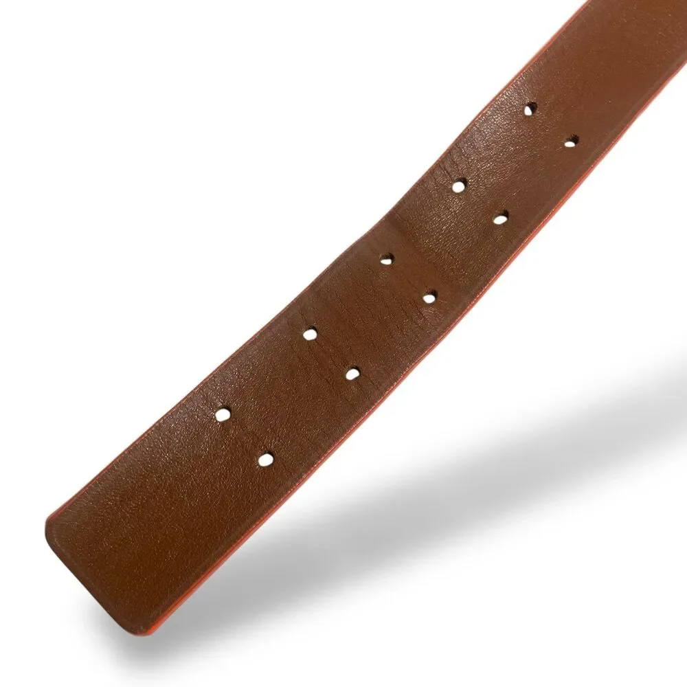 Maison Boinet Double Prong Belt Brown Orange Genuine Leather Women Size 85/34